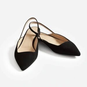 Everlane Black Suede The Editor Slingback Flats